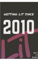 Getting Lit since 2010 Notebook Birthday Gift
