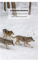 Composition Notebook: Cute Baby Wolf Gift Forest Winter Snow Themed Notebook or Journal