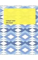 Modern Chevron Pattern Rich Blue Color Composition College Ruled Book