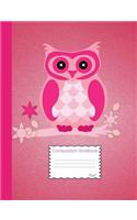 Owl Composition Notebook: Half College Ruled, Half Blank Book to write in for school, take notes, ideabook for girls, students and teachers, homeschool, aesthetic pink floral