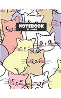 Notebook: Cats colorful pastel on purple cover and Lined pages, Extra large (8.5 x 11) inches, 110 pages, White paper