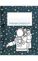 Graphpaper Notebook 4x4: Astronaut starry sky design 100 pages of graph paper with bigger squares for younger students