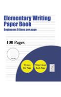 Elementary Writing Paper Book (Beginners 9 lines per page)