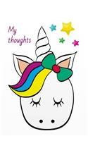 My Thoughts: 120 Pages Dot Grid Unicorn Diary - Journal - Daybook - Logbook - Dairy Book