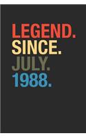 Legend Since July 1988: Graph Paper Notebook - Happy Birthday Gift or Happy Anniversary Gift Idea