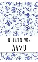 Notizen von Aamu: Kariertes Notizbuch mit 5x5 Karomuster für deinen personalisierten Vornamen