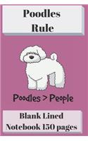 Poodles Rule Blank Lined Notebook 6 X 9 150 Pages