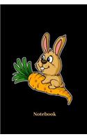 Notebook: Lined journal for rabbit, bunny, veggie, vegetarian, vegan and carrot fans - paperback, diary gift for men, women and children