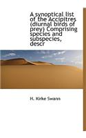 A Synoptical List of the Accipitres (Diurnal Birds of Prey) Comprising Species and Subspecies, Descr