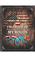 Im Proud of My Roots: Vintage Fiji and American Flag Personalized Gift for Coworker Friend Lightly Lined Pages Daily Journal Diary Notepad