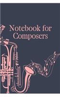 Notebook for Composers: Sheet music book DIN-A5 with 100 pages of empty staves for composers and music students for melodies and music notation