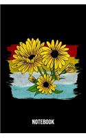 Notebook: Sunflower Notebook Blank Dot Grid Hippie Journal dotted with dots 6x9 120 Pages Checklist Record Book Flowers Peace Cute Take Notes Planner Paper Ch