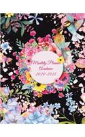 Monthly Planner Academic 2020-2021: Premium Flowers Design, Two year Academic 2020-2021 Calendar Book, Weekly/Monthly/Yearly Calendar Journal, Large 8.5" x 11" Daily journal Planner, 2