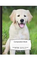 Dog Composition Notebook, Graph Paper: 4x4 Quad Rule Paper Composition Book, Student Exercise Science Math Grid, 200 Pages, 7.44 X 9.69
