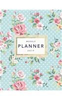 Weekly Planner 2019: Floral Planner - 8.5 X 11 in - 2019 Organizer with Bonus Dotted Grid Pages, Inspirational Quotes + To-Do Lists - Pretty Vintage Roses