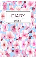 Diary 2019: Pink Cherry Blossom Diary/Journal With 150 Blank Pages To Write Or Draw In