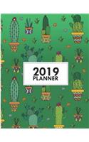 2019 Planner: 8.5x11 Colorful Cactus Weekly 2019 Planner Yearly Agenda (1 January - 31 December 2019 )