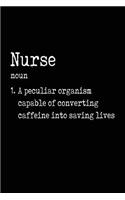 Nurse noun 1. A Peculiar Organism Capable Of Converting Caffeine Into Saving Lives