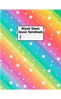 Blank Sheet Music Notebook: Easy Blank Staff Manuscript Book Large 8.5 X 11 Inches Musician Paper Wide 12 Staves Per Page for Piano, Flute, Violin, Guitar, Trumpet, Drums, Cell