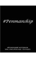 #Penmanship Notebook - nine lines per page, 120 pages: Skip line ruling 3/4" writing space, dotted midline, 3/8" skip line with black cover. Suitable for grade 1-4 level children. Perfect for penmanship,