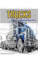 Trucks Coloring Book Vol.3: Trucks Grayscale Coloring Books for Adults Relaxation Art Therapy for Busy People