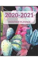 2020 - 2021 Monthly Planner: January 2020 - December 2021 - Notebook, Weekly Calendar and Organizer - Vertical Pages - Dated With To Do List & Notes Pages (Cactus and Flowers, B