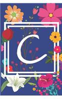 C: Journal Monogram initial letter C. Beautiful flower design with Sunflowers, Roses and Lilies. This Journal/Notebook/Diary will be a joy to write in.