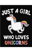 Just a Girl Who Loves Unicorns: Journal / Notebook Gift For Girls, Blank Lined 109 Pages, Unicorns Lovers perfect Christmas & Birthday Or Any Occasion