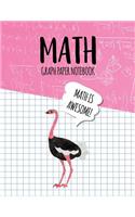 Math Graph Paper Notebook: Blank Graph Note Book Pages - Ostrich Pink Equations
