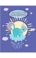 Sketchbook: Unicorn On The DarkBlue Cover and Blank Pages, Extra large (8.5 x 11) inches, 110 pages, White paper, Sketch, Draw and Paint(6 Unicorn Notebook)