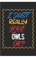 I Just Really love Owls Ok?: Owls Lined Notebook / Owls Journal Gift, 120 Pages, 6x9, Soft Cover, Matte Finish, Amazing Gift For Owls Lover