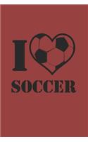 I Soccer: Notebook Fußball Notizbuch kariert squared Soccer Planer Journal 6x9 karo