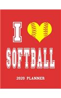 I Love Softball 2020 Planner: 52 Week Organizer for 2020