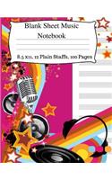 Blank Sheet Music Notebook: Music Manuscript Notebook, Staff Music Notebook, Blank Sheet Music Paper, Staff Paper Notebook for Writing Lyrics and Composing Music. 12 Large Stav