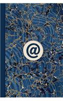 Monogram Symbol at Sign Email Marble Notebook (Blue Ginger Edition): Blank Lined Journal for Contacts, Addresses, Phone Numbers, Emails, Social Media, Birthdays, Passwords and Memos