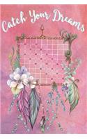 Bullet Journal Notebook Catch Your Dreams Watercolor Dreamcatcher #3: 112 Page Numbered Dot Grid Bullet Journal with Index Pages and Key Pages in Portable 6 X 9 Size