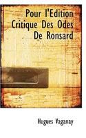 Pour L' Dition Critique Des Odes de Ronsard