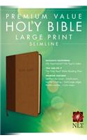 NLT Premium Value Large Print Slimline Bible, Brown/Tan