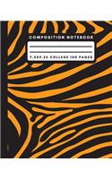 Composition Notebook: Orange Zebra Print Composition Notebook College Ruled Paper Notebook Journal For Writing Exotic Animal Print Blank Lined Workbook for Students For S