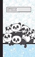 Composition Notebook: Funny Kawaii Panda Bears Notebook and Journal with Wide Lined Ruled Paper Pages for Girls and Boys, Perfect for Writing Notes and Exercise