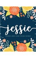 Jessie: Notebook - Libreta - Cahier - Taccuino - Notizbuch: 110 pages paginas seiten pagine: Modern Florals First Name Notebook in Orange, Mint & Yellow on 