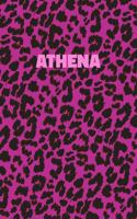 Athena: Personalized Pink Leopard Print Notebook (Animal Skin Pattern). College Ruled (Lined) Journal for Notes, Diary, Journaling. Wild Cat Theme Design wi