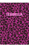 Izabella: Personalized Pink Leopard Print Notebook (Animal Skin Pattern). College Ruled (Lined) Journal for Notes, Diary, Journaling. Wild Cat Theme Design wi