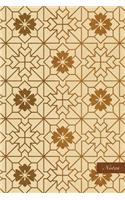 Notes: 6"x9" Unruled Blank Notebook - Star Geometry Cross Frame Line Flower Kaleidosocpe - Retro Brown Worn Out Vintage Seamless Pattern Cover. Matte Softc