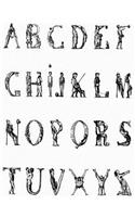 Cursive Writing Paper Notebook: Human Alphabet Art cover