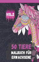 50 Tiere Malbuch für Erwachsene Vol.2