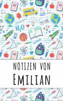 Notizen von Emilian: Liniertes Notizbuch für deinen personalisierten Vornamen