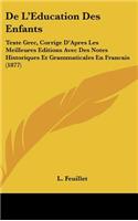 de L'Education Des Enfants