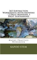 365 Subtraction Worksheets (with Answers) - 5 Digit Minuend, 1 Digit Subtrahend