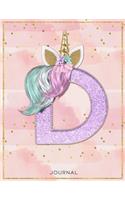 Unicorn Monogram Dot Grid Bullet Journal Notebook - Cute Unicorn Personalized Journal Diary with Dotted Pages - D